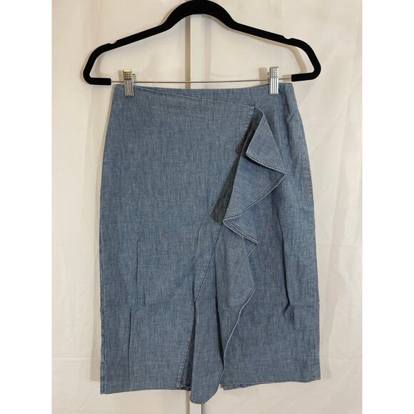J. Crew Chambray Skirt - Womens Size 2 - Blue - Picture 1 of 6